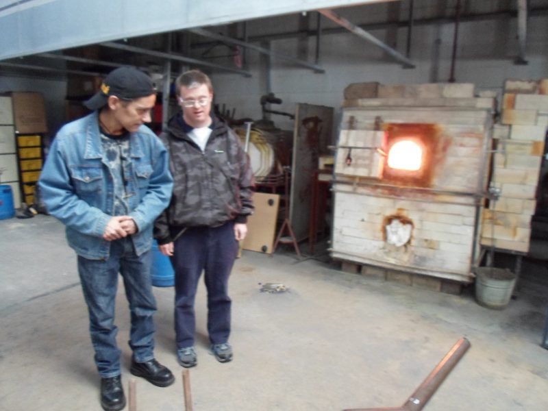 Warren and Andrew near the furnace